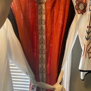 Maxi abaya dress orange and white